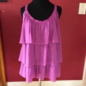 Banana Republic Sleeveless silk layered ruffle top